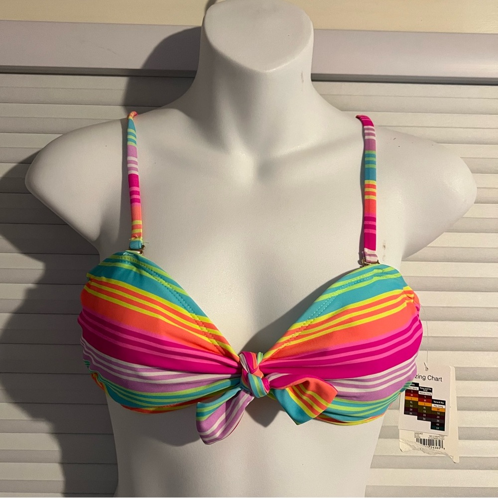 Colorful striped bikini top